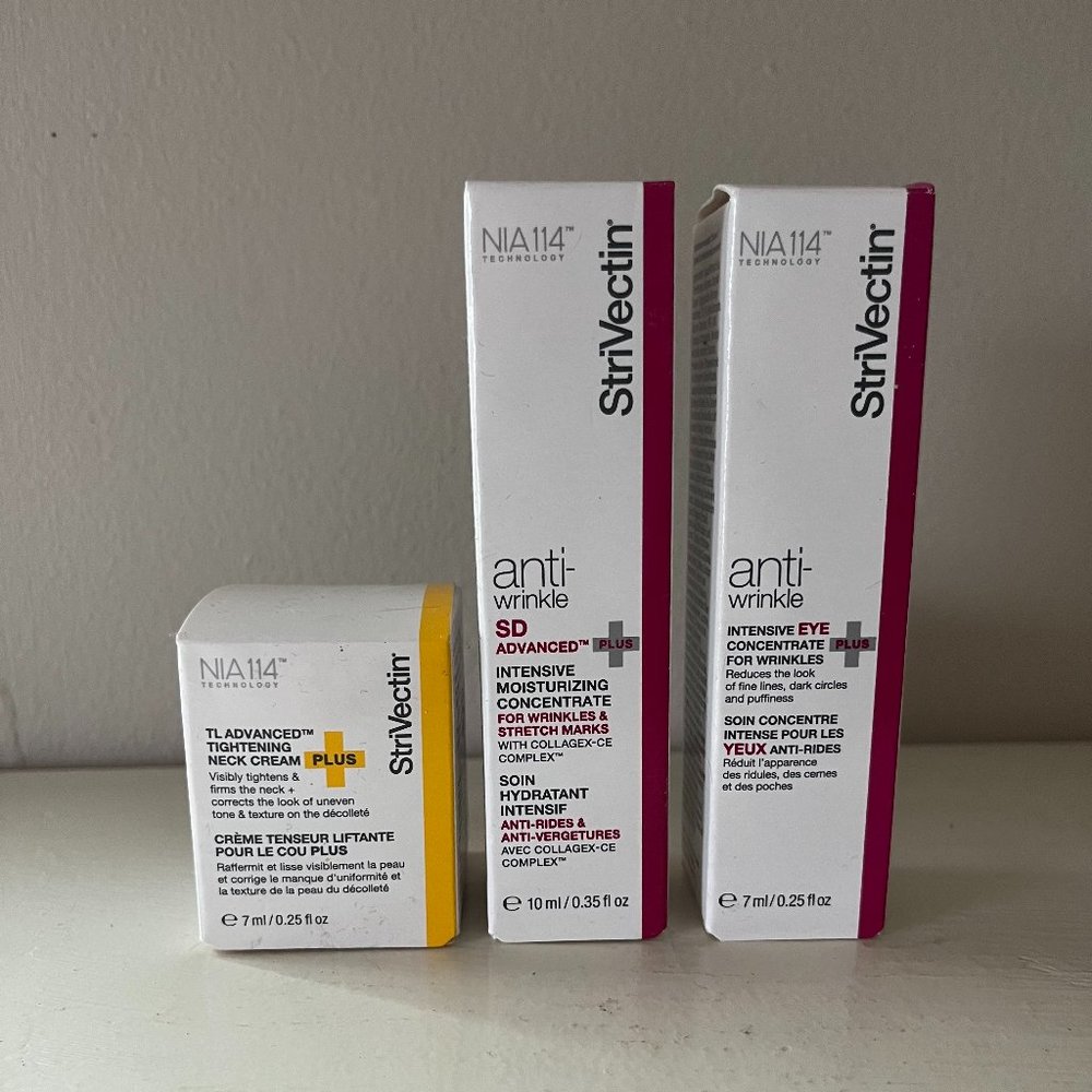 NEW! Strivectin 3-piece Travel Size Set (Neck Cream, Moisturizer & Anti-wrinkle)
